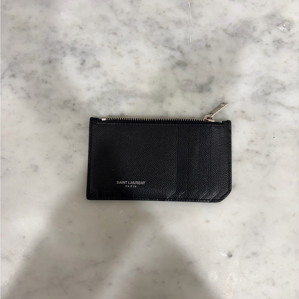 Saint Laurent Black Textured Card Wallet